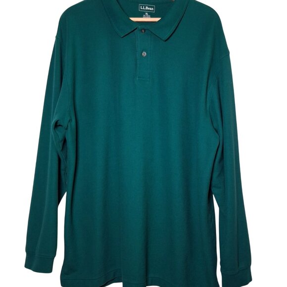 L.L. Bean Other - LL Bean Polo Shirt XL Tall Green Long Slv Classic Collared Preppy Woven Cotton